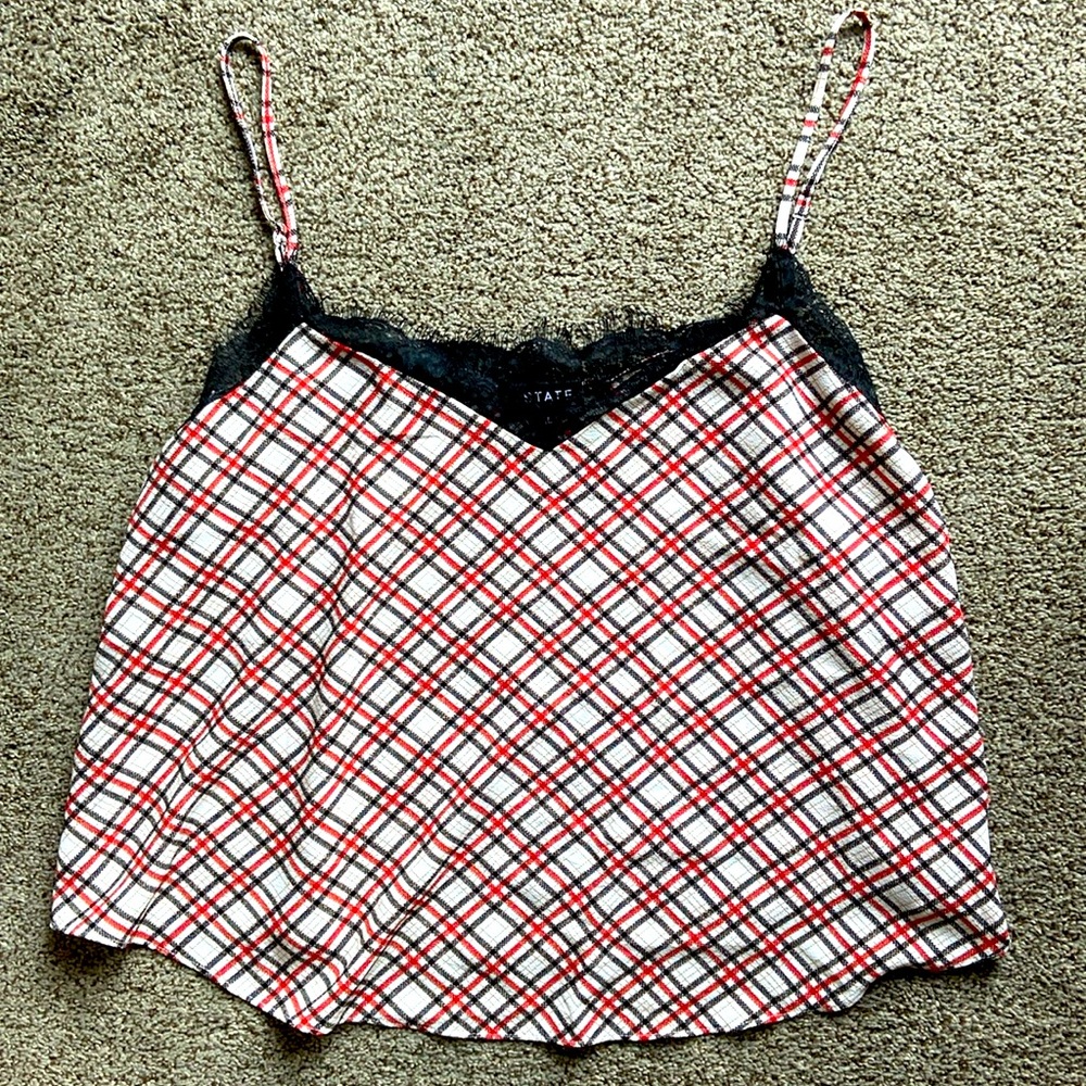 1 State red plaid cami top Sz XL